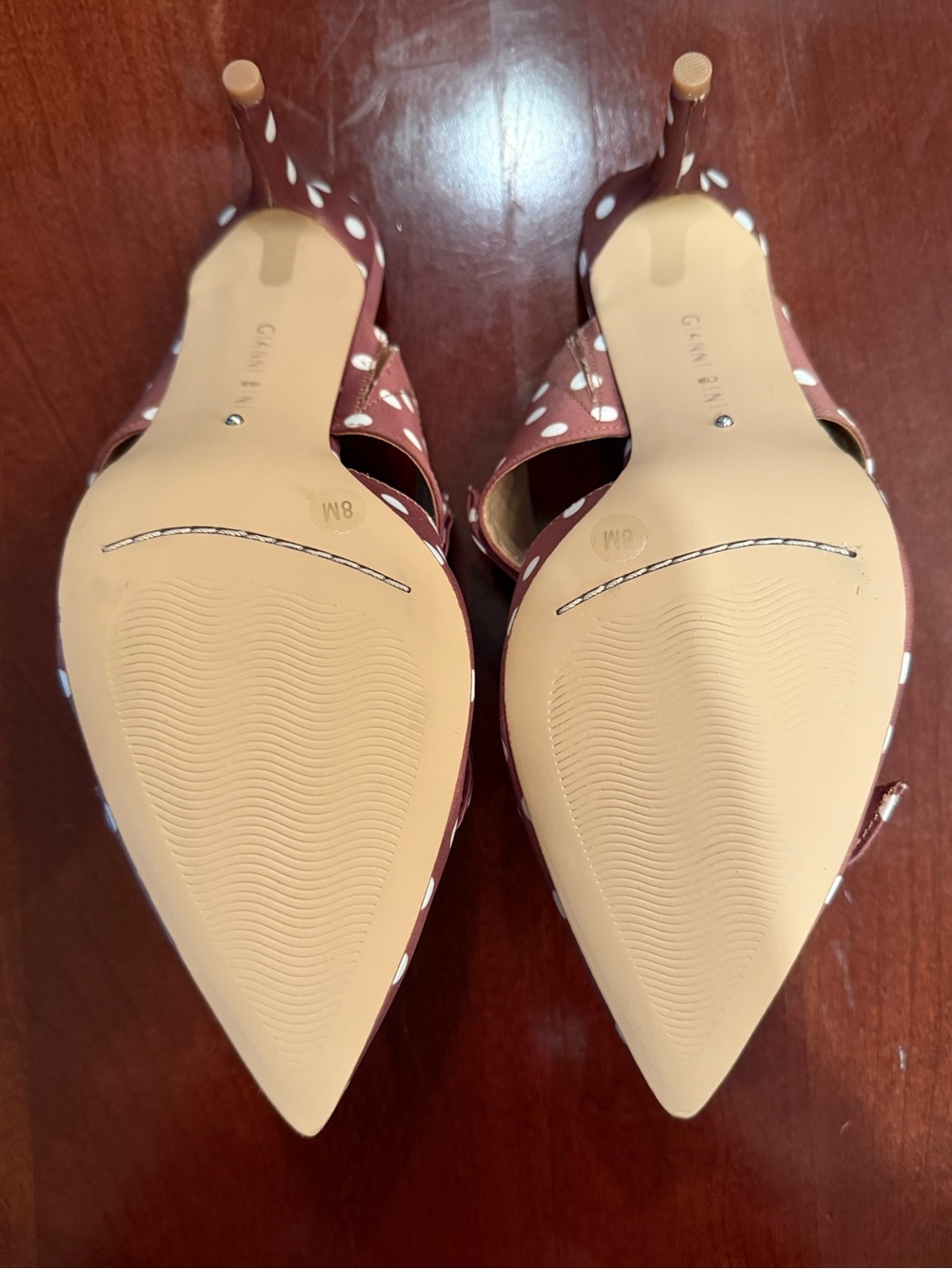 Gianni Bini Polka Dot Bow-Accent Kitten Heels - Brown/White - Picture 3 of 8